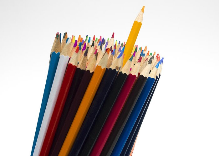 Colored Greeting Card featuring the photograph Pencils #5 by Bernard Jaubert