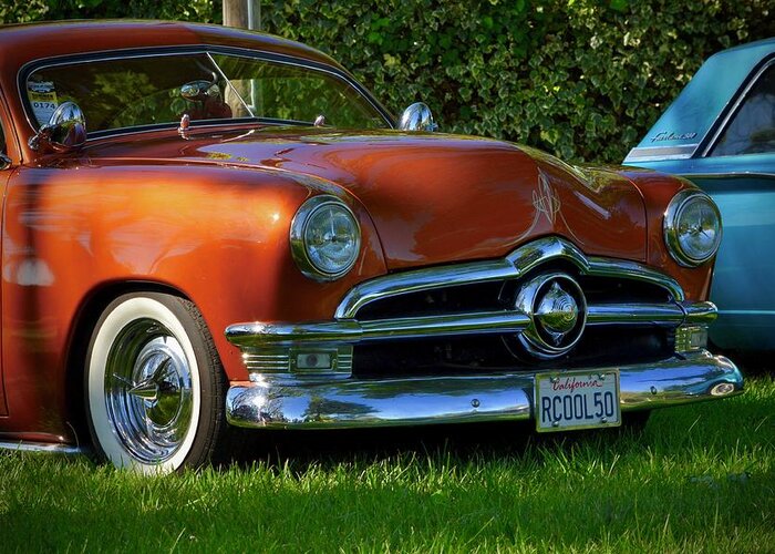  Greeting Card featuring the photograph 50's Ford in Orange by Dean Ferreira