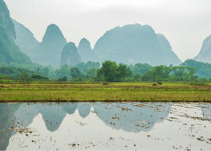 The Beautiful Karst Rural Scenery In Spring Greeting Card featuring the photograph Karst rural scenery in spring #51 by Carl Ning