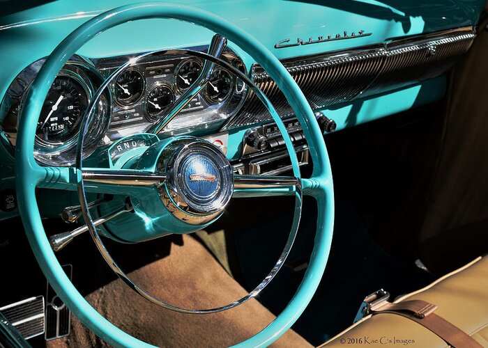 Chevy Greeting Card featuring the photograph 54 Chevy Steering Wheel by Kae Cheatham