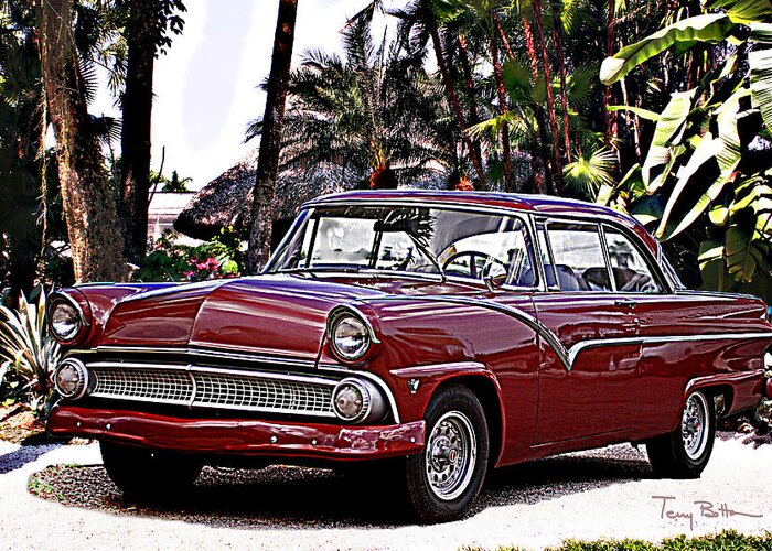 Custom Cars Greeting Card featuring the digital art 55 Ford Fairlane by Terry Bottom