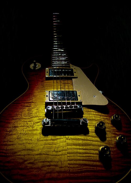 Gibson Les Paul Greeting Card featuring the digital art 59 Reissue Guitar Spotlight Series by Guitarwacky Fine Art