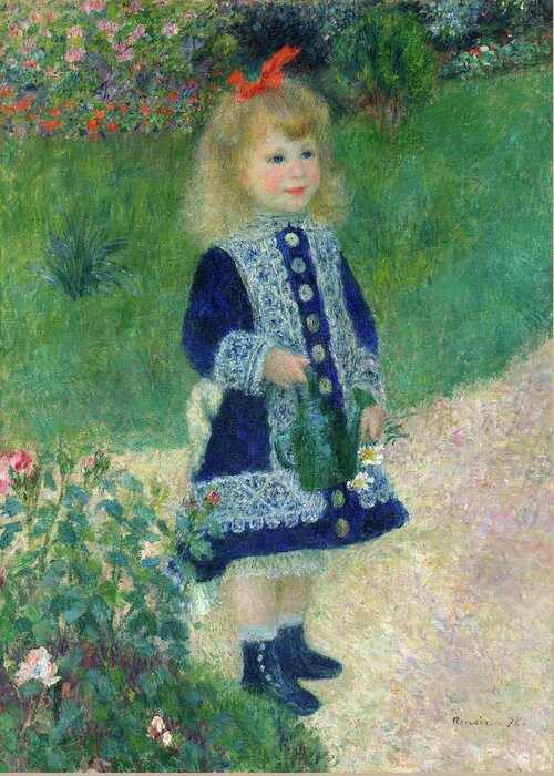 Garden Greeting Card featuring the painting A Girl with a Watering Can #6 by Pierre-Auguste Renoir