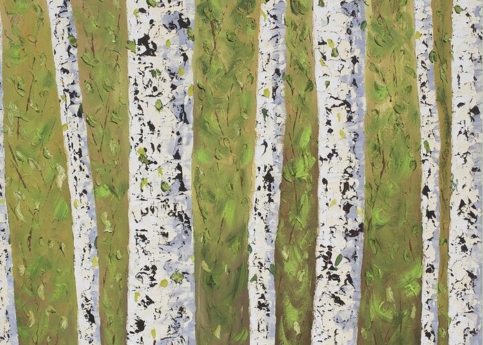Landscape Greeting Card featuring the painting Aspen trees Colorado #6 by Frederic Payet