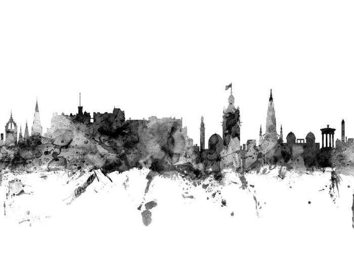 City Greeting Card featuring the digital art Edinburgh Scotland Skyline #6 by Michael Tompsett