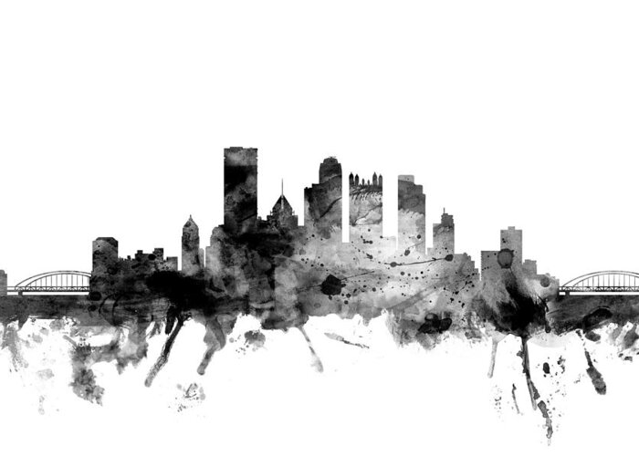 United States Greeting Card featuring the digital art Pittsburgh Pennsylvania Skyline #6 by Michael Tompsett