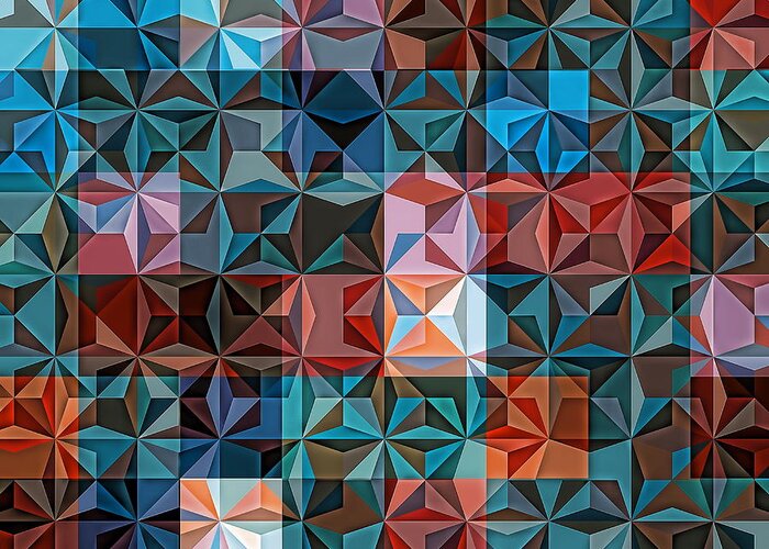 Hipster Greeting Card featuring the digital art Retro Colorful Hipster Mosaic #6 by Nenad Cerovic
