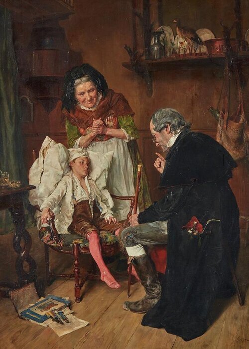 François-adolphe Grison 1845-1914 The Doctor Greeting Card featuring the painting The Doctor by MotionAge Designs