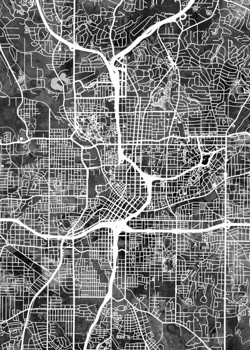 Street Map Greeting Card featuring the digital art Atlanta Georgia City Map #7 by Michael Tompsett