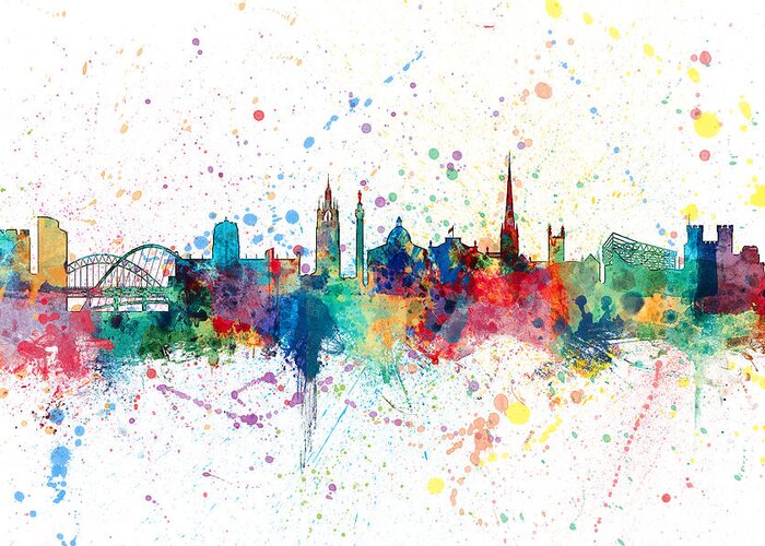 City Greeting Card featuring the digital art Newcastle England Skyline #7 by Michael Tompsett