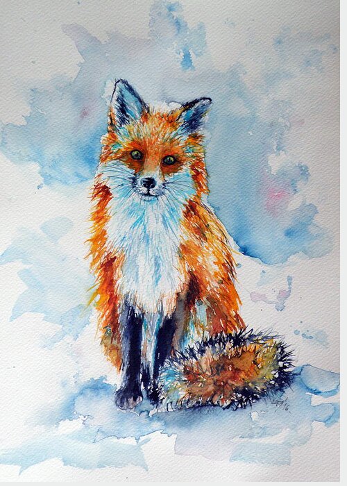 Red Fox Greeting Card featuring the painting Red fox #6 by Kovacs Anna Brigitta