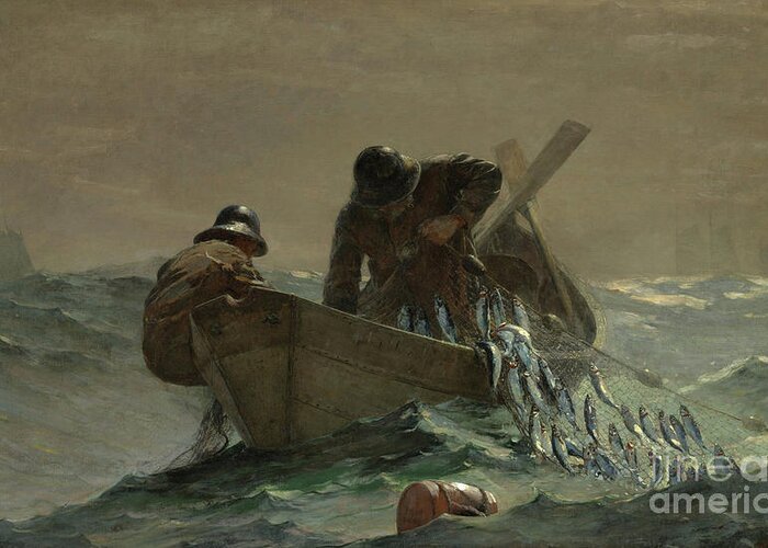 Homer Greeting Card featuring the painting The Herring Net by Winslow Homer