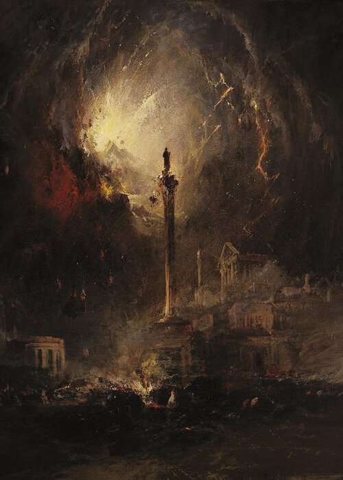 James Hamilton (american Greeting Card featuring the painting The Last Days of Pompeii by James Hamilton
