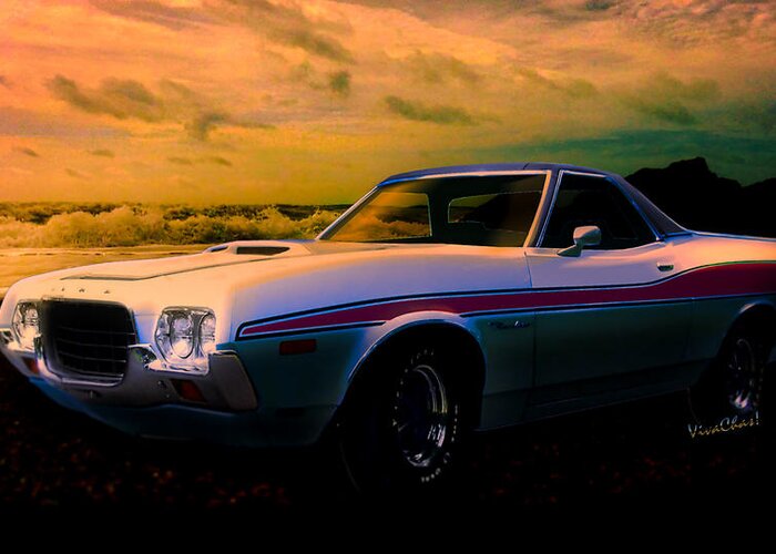 72 Ford Ranchero Greeting Card featuring the photograph 72 Ford Ranchero By The Sea by Chas Sinklier