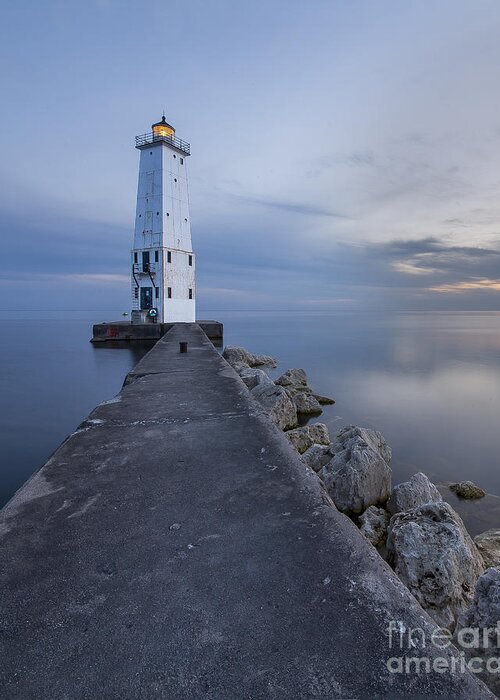 Frankfort Greeting Card featuring the photograph Frankfort North Breakwater Lighthouse #8 by Twenty Two North Photography