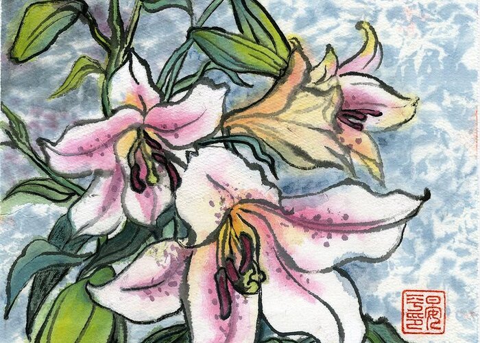 Lily Greeting Card featuring the painting Lily #8 by Ping Yan