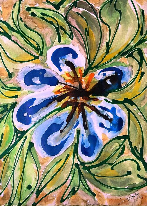 Abstract Greeting Card featuring the painting Divine Flowers #881 by Baljit Chadha