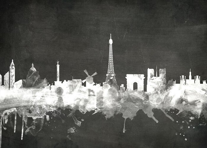 Paris Greeting Card featuring the digital art Paris France Skyline #9 by Michael Tompsett