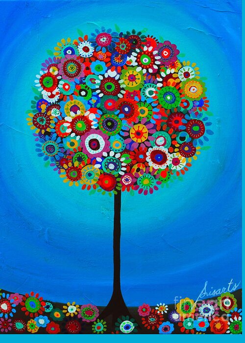 Blooms Greeting Card featuring the painting Tree Of Life #94 by Pristine Cartera Turkus
