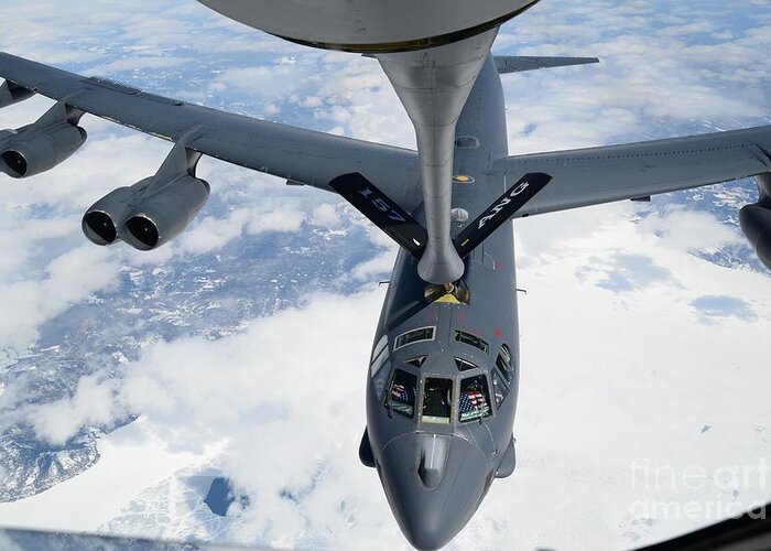 Kc-135r Greeting Card featuring the painting A B-52H Stratofortress by Celestial Images