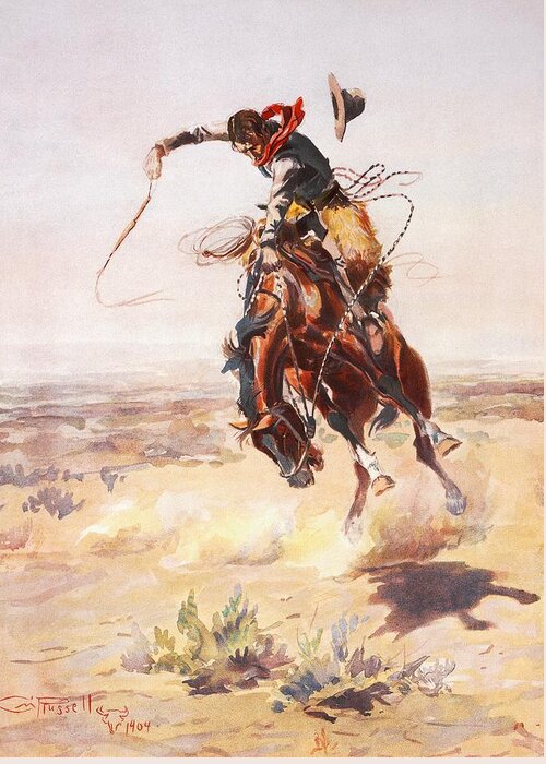 Charles Russell Greeting Card featuring the digital art A Bad Hoss by Charles Russell