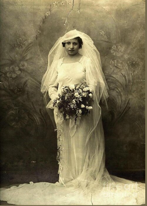 A Beautiful Vintage Photo Of Coloured Colored Lady In Her Wedding Dress Greeting Card featuring the photograph A beautiful vintage photo of coloured colored lady in her wedding dress by Vintage Collectables