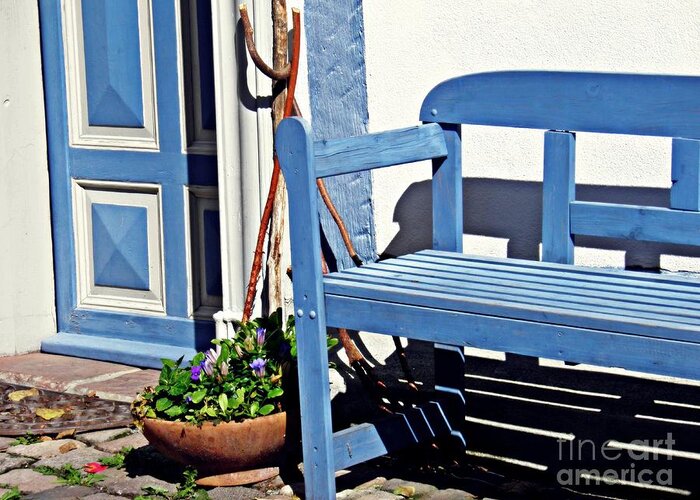 Bench Greeting Card featuring the photograph A Bench in Eltville 3 by Sarah Loft