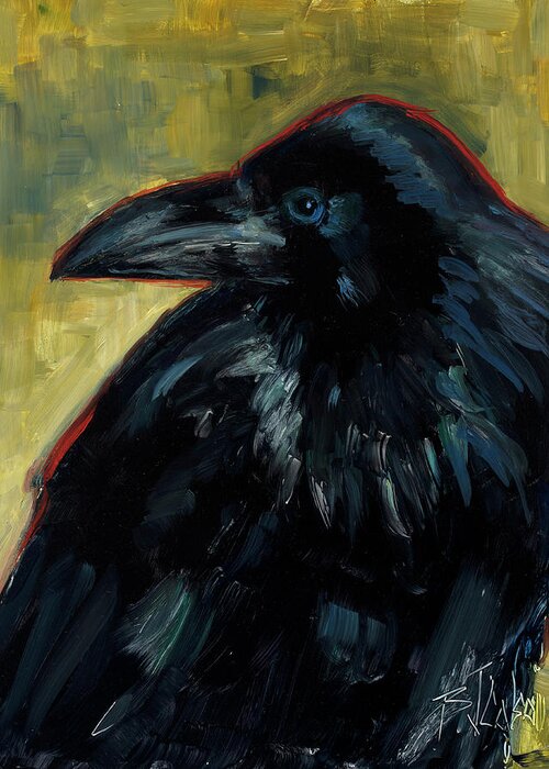 Raven Greeting Card featuring the painting A Black Tie Affair by Billie Colson