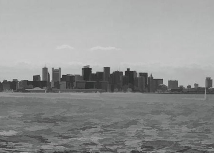 Boston Greeting Card featuring the photograph A Boston View in Black and White by Roberta Byram