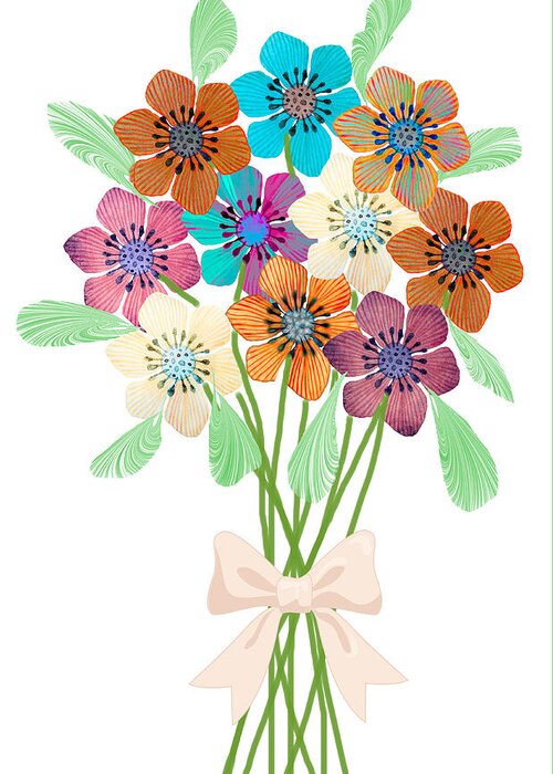 Bouquet Greeting Card featuring the digital art A Bouquet for You by Rosalie Scanlon