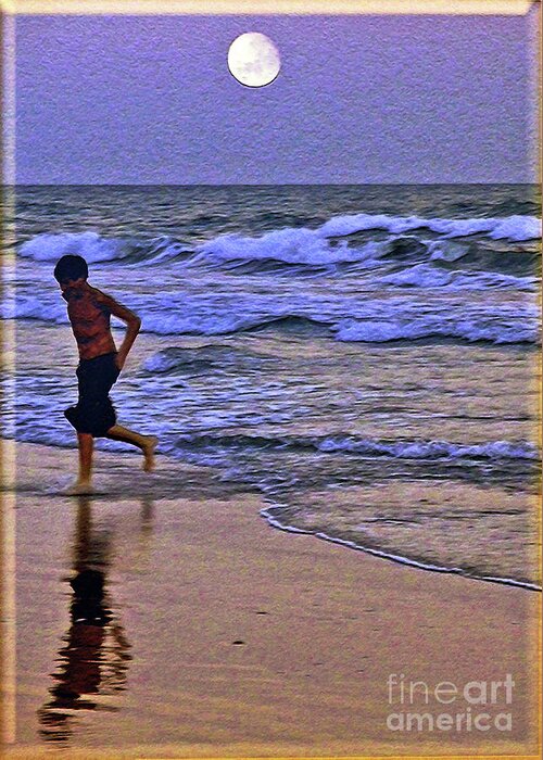 Beach Greeting Card featuring the photograph A Boy's Beach Run by Lydia Holly