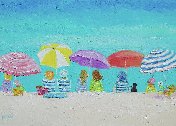 Beach Greeting Card featuring the painting A Breezy Summers Day by Jan Matson