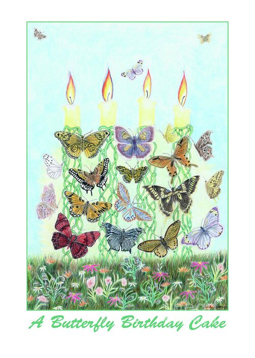 Lise Winne Greeting Card featuring the painting A Butterfly Birthday Cake by Lise Winne