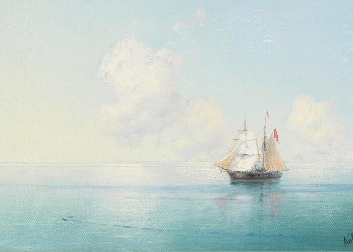 Ivan Konstantinovich Aivazovsky (russian Greeting Card featuring the painting A Calm Morning at Sea by MotionAge Designs