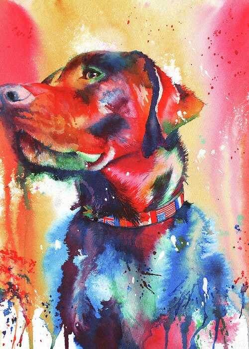 Dog Greeting Card featuring the painting A Coat of Many Colours - Labrador by Peter Williams