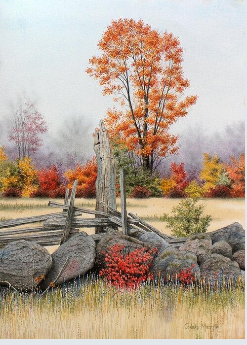 Nature Greeting Card featuring the painting A Day in Autumn by Conrad Mieschke