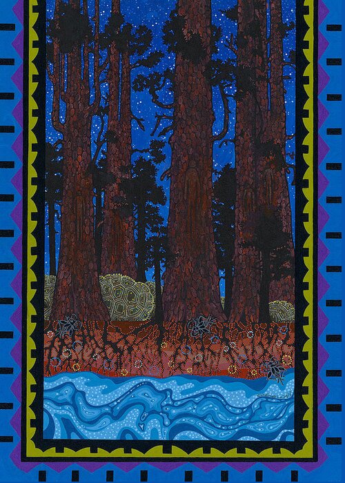 Native American Greeting Card featuring the painting A Forest Whispers by Chholing Taha