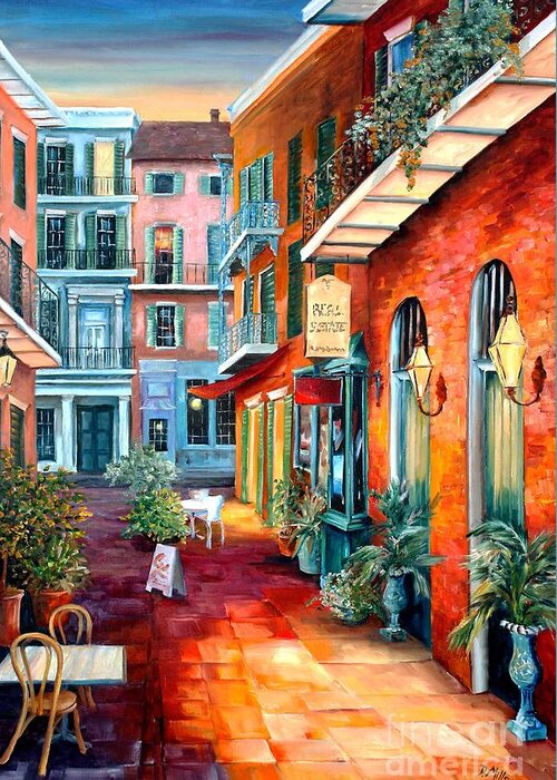 New Orleans Greeting Card featuring the painting A French Quarter Evening by Diane Millsap