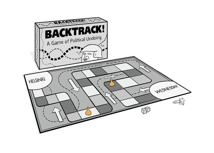 Backtrack! A Game Of Political Undoing. Greeting Card featuring the drawing A Game of Political Undoing by Ellis Rosen