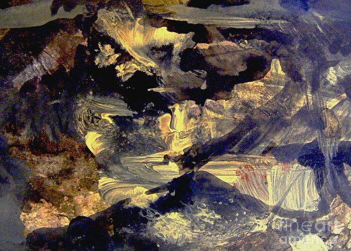 Abstract Mountain Painting Greeting Card featuring the painting A Golden Moment by Nancy Kane Chapman