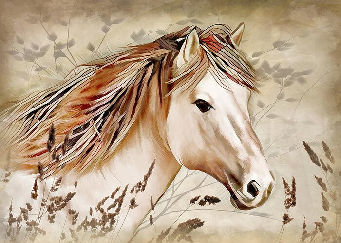 Animals Greeting Card featuring the digital art A Horse of Course by Nina Bradica