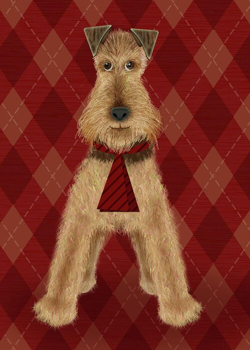 Letter Greeting Card featuring the mixed media A is for Airedale by Valerie Drake Lesiak