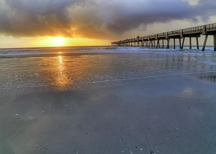 Florida Greeting Card featuring the photograph A Jacksonville Beach Sunrise - Florida - Ocean - Pier by Jason Politte