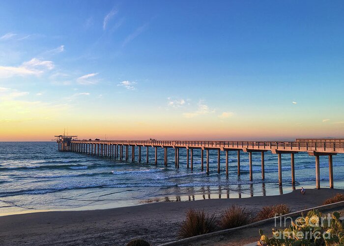 Beach Greeting Card featuring the photograph A Long Look at Scripps Pier at Sunset by David Levin