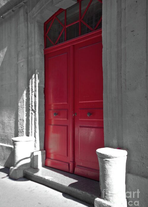 Aix-en-provence Greeting Card featuring the photograph A magic red door by Christine Amstutz