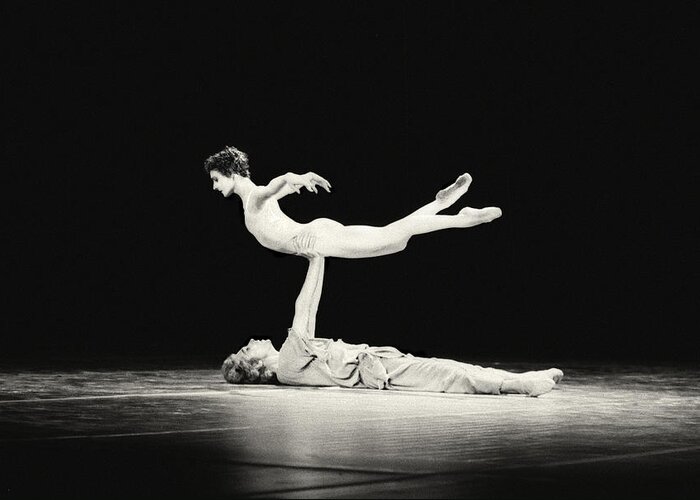 Photo; Photography; Photographs; Posters; Black And White; Stage; Entertainment; Dance; Dancers; Dance Company Greeting Card featuring the photograph A man and a woman by Philippe Taka