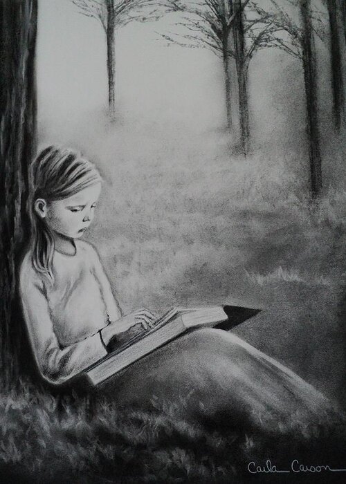 Girl Greeting Card featuring the drawing A Mid Summers Tale by Carla Carson
