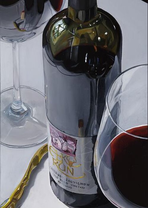 Wine Art Greeting Card featuring the painting A Moment Of Reflection by Brien Cole