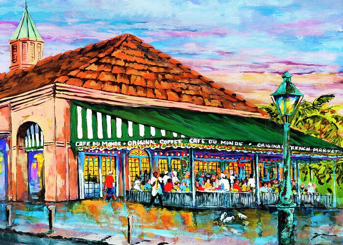 New Orleans Art Greeting Card featuring the painting A Morning at Cafe du Monde by Dianne Parks