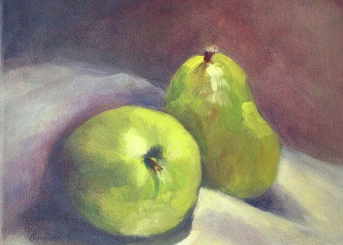 Apple Greeting Card featuring the painting A Pair by Vikki Bouffard